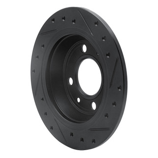 R1 86-98 Saab 9000 Rear Left Drilled & Slotted Black Brake Rotor