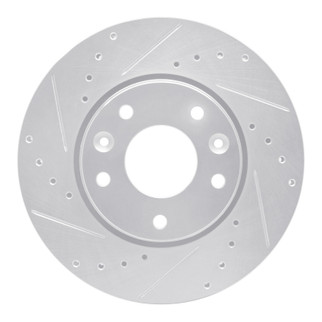 R1 20-25 Nissan Kicks Front Left Drilled & Slotted Silver Brake Rotor