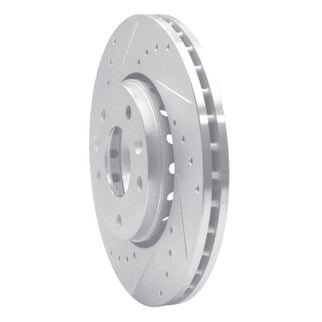 R1 20-25 Nissan Kicks Front Left Drilled & Slotted Silver Brake Rotor