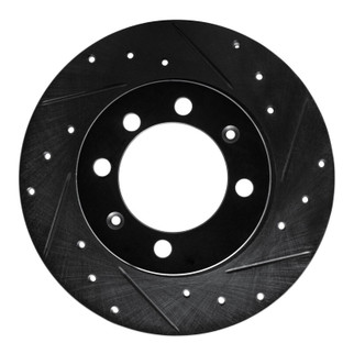 R1 69-87 Saab 99 Rear Right Front Right Drilled & Slotted Black Brake Rotor