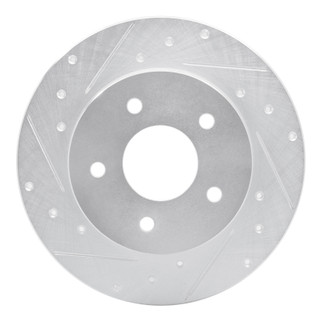 R1 19-25 Nissan Kicks Rear Left Drilled & Slotted Silver Brake Rotor