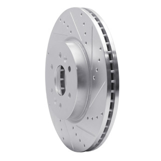 R1 09-10 Kia BORREGO Front Right Drilled & Slotted Silver Brake Rotor