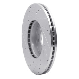 R1 09-10 Kia BORREGO Front Right Drilled & Slotted Silver Brake Rotor