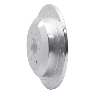 R1 09-10 Kia BORREGO Rear Left Drilled & Slotted Silver Brake Rotor