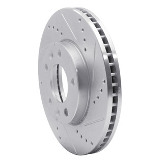 R1 03-05 Kia SEDONA Front Right Drilled & Slotted Silver Brake Rotor