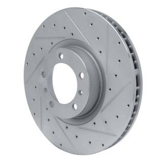 R1 10-24 Audi RS e-Tron GT Right Front Drilled & Slotted Silver Brake Rotor