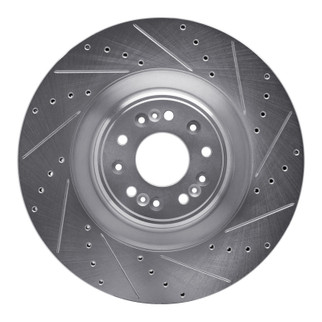 R1 17-22 Genesis G90 Front Right Drilled & Slotted Silver Brake Rotor