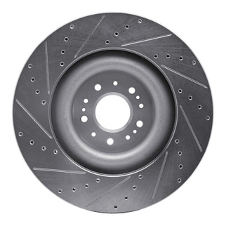 R1 17-22 Genesis G90 Front Right Drilled & Slotted Silver Brake Rotor