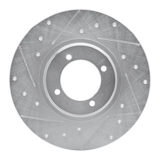 R1 62-80 MG MGB Front Left Drilled & Slotted Silver Brake Rotor