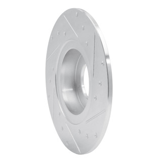 R1 62-80 MG MGB Front Left Drilled & Slotted Silver Brake Rotor