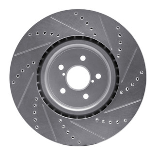 R1 03-25 Subaru BRZ Front Left Drilled & Slotted Silver Brake Rotor