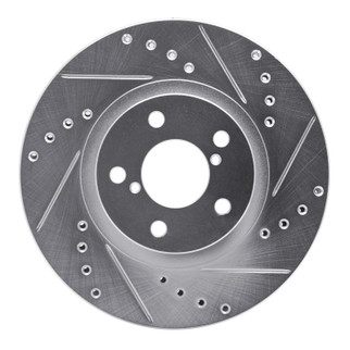 R1 90-16 Saab 9-2X Front Right Drilled & Slotted Silver Brake Rotor