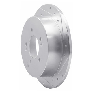 R1 01-16 Hyundai Santa Fe Rear Right Drilled & Slotted Silver Brake Rotor