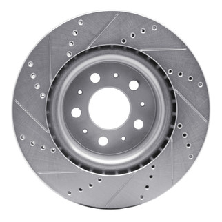 R1 17-25 Tesla Model 3 Front Right Drilled & Slotted Silver Brake Rotor