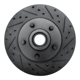 R1 80-83 Ford F-100 Front Right Drilled & Slotted Black Brake Rotor