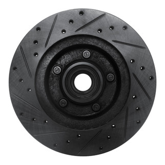 R1 80-83 Ford F-100 Front Right Drilled & Slotted Black Brake Rotor