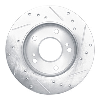 R1 94-96 Nissan 240SX Front Left Drilled & Slotted Silver Brake Rotor