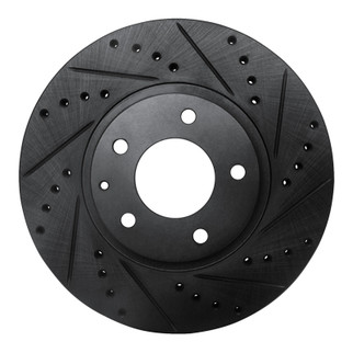 R1 01-02 Mazda Millenia Front Right Drilled & Slotted Black Brake Rotor