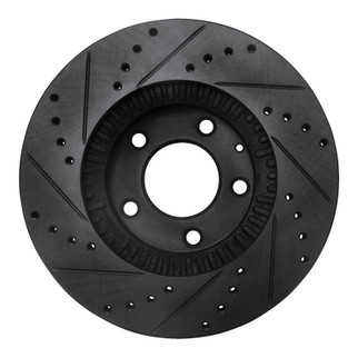 R1 01-02 Mazda Millenia Front Right Drilled & Slotted Black Brake Rotor