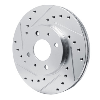 R1 91-94 Nissan SENTRA Front Left Drilled & Slotted Silver Brake Rotor