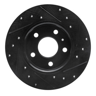 R1 02-08 Chevrolet Zafira (Mexico) Rear Left Drilled & Slotted Black Brake Rotor