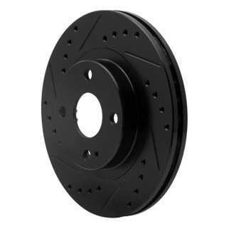 R1 99-03 Mazda Protege Front Left Drilled & Slotted Black Brake Rotor