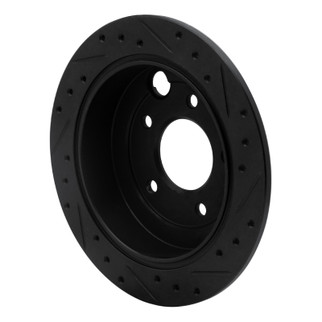 R1 95-02 Mazda Millenia Rear Left Drilled & Slotted Black Brake Rotor