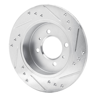 R1 91-94 Nissan SENTRA Rear Left Drilled & Slotted Silver Brake Rotor