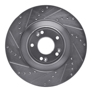 R1 11-17 Genesis G80 Front Left Drilled & Slotted Silver Brake Rotor