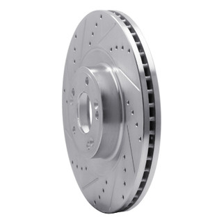 R1 11-17 Genesis G80 Front Left Drilled & Slotted Silver Brake Rotor
