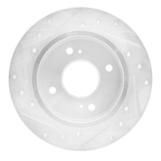 R1 90-06 Infiniti G20 Rear Right Drilled & Slotted Silver Brake Rotor