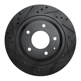 R1 93-95 Mazda RX-7 Rear Left Drilled & Slotted Black Brake Rotor