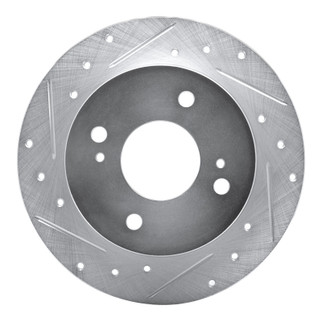 R1 90-06 Infiniti G20 Rear Left Drilled & Slotted Silver Brake Rotor