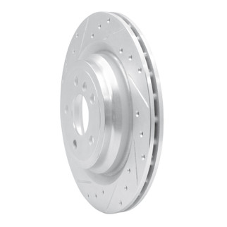 R1 12-19 Mercedes-Benz GLE300D Rear Left Drilled & Slotted Silver Brake Rotor