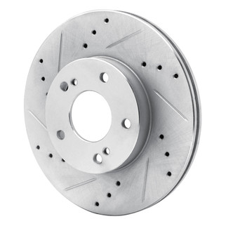 R1 89-99 Infiniti I30 Front Left Drilled & Slotted Silver Brake Rotor