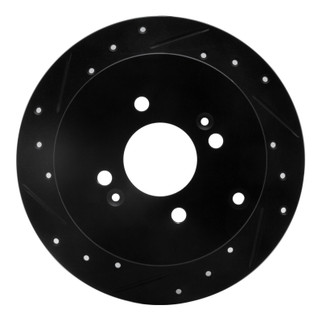 R1 06-12 Dodge Attitude (Mexico) Rear Left Drilled & Slotted Black Brake Rotor