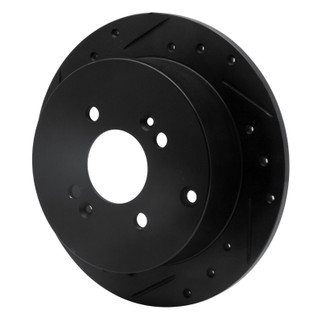 R1 06-12 Dodge Attitude (Mexico) Rear Left Drilled & Slotted Black Brake Rotor