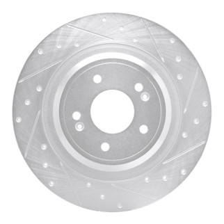 R1 22-25 Hyundai Ioniq 5 Rear Right Drilled & Slotted Silver Brake Rotor