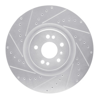R1 07-09 Mercedes-Benz GL320 Front Left Drilled & Slotted Silver Brake Rotor