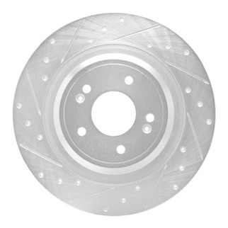 R1 22-25 Hyundai Ioniq 6 Rear Left Drilled & Slotted Silver Brake Rotor