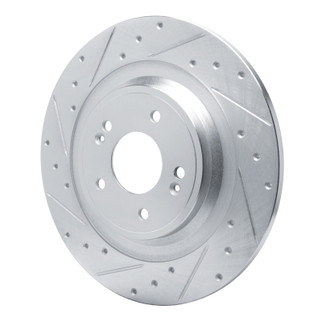 R1 22-25 Hyundai Ioniq 6 Rear Left Drilled & Slotted Silver Brake Rotor