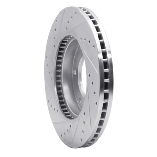 R1 06-14 Hyundai Entourage Front Right Drilled & Slotted Silver Brake Rotor