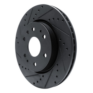 R1 23-25 Chevrolet Colorado Front Left Drilled & Slotted Black Brake Rotor