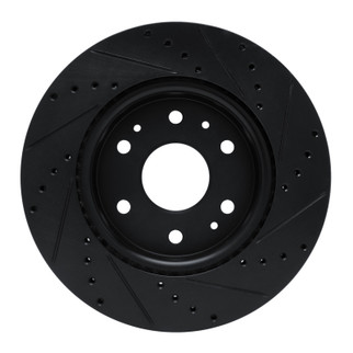 R1 23-25 Chevrolet Colorado Front Left Drilled & Slotted Black Brake Rotor