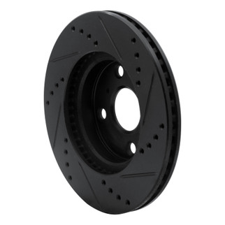 R1 06-19 Scion IQ Front Left Drilled & Slotted Black Brake Rotor