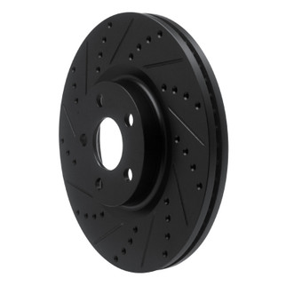 R1 17-20 Lincoln MKZ Front Left Drilled & Slotted Black Brake Rotor
