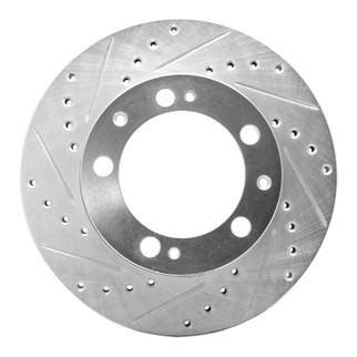 R1 87-89 Porsche 944 Except Turbo Front Left Drilled & Slotted Silver Brake Rotor