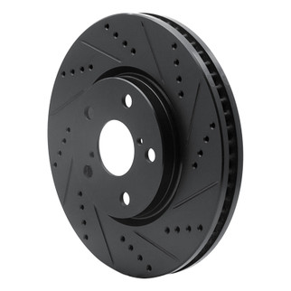 R1 06-15 Lexus GS300 Left Front Drilled & Slotted Black Brake Rotor