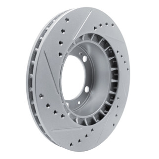 R1 87-95 Porsche 944 Turbo Front Right Drilled & Slotted Silver Brake Rotor