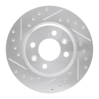 R1 87-93 Saab 900 Front Left Drilled & Slotted Silver Brake Rotor
